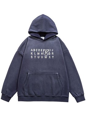 GAYR 秋冬男士重磅加绒加厚洗水做旧印花连帽宽松休闲卫衣外套