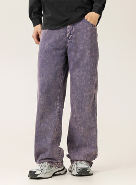 BLACK ARMADA春秋款美式水洗高腰工装休闲裤高街重磅廓形拖地长裤