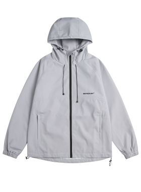 mayuEnjoy 春秋季纯色通勤百搭潮牌连帽夹克户外防风休闲冲锋衣