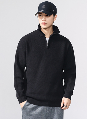BLACK ARMADA 秋冬季半拉链百搭打底针织衫立领高街休闲毛衣