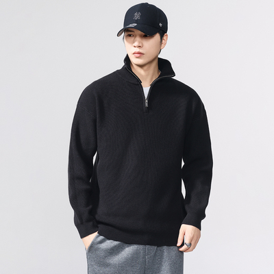 BLACK ARMADA 秋冬季半拉链百搭打底针织衫立领高街休闲毛衣