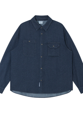 BSAPA 秋季新款日系复古水洗牛仔宽松休闲衬衫男潮流百搭长袖衬衣