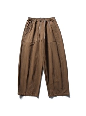 AIMATARGET 2024秋季新款复古水洗纯色阔腿工装裤简约松紧腰长裤