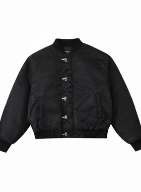 EPICURUS 秋冬门襟搭扣设计飞行棉夹克棒球领复古加厚廓形外套