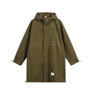 DEVILRAY 秋季山系户外机能风防泼水冲锋衣微皱长款风衣连帽外套