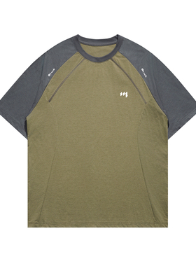 ZETOMITY 夏季新款运动立领速干T恤复古反光印花功能性防晒短袖