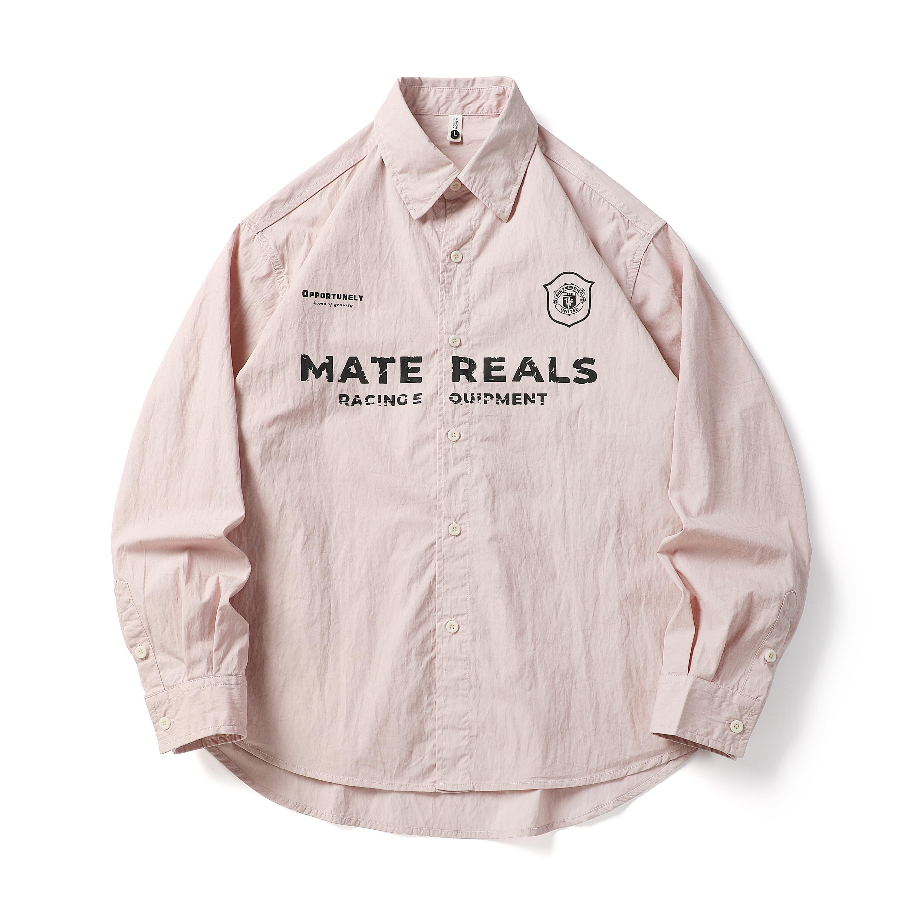 BLACK ARMADA 春秋季日系阔版字母印花休闲衬衫百搭宽松休闲上衣