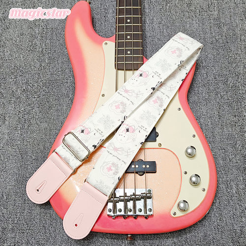 粉朋克小兔甜酷【生日礼物】电木吉他贝斯尤克里里背带厚摇滚民谣