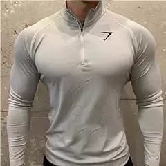 American-Style Men's Sports Compression Clothing, Spring and Autumn Cycling and Running Training Tops, Elastic Fitness Clothing, Tight-Fitting Long-Sleeved T-Shirts