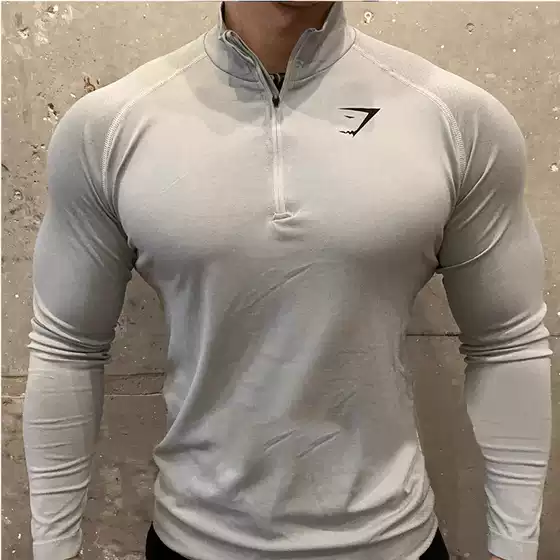 American-Style Men's Sports Compression Clothing, Spring and Autumn Cycling and Running Training Tops, Elastic Fitness Clothing, Tight-Fitting Long-Sleeved T-Shirts