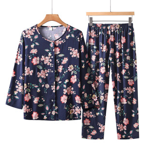 中年老年棉绸两件套女士春秋夏季两件套装中年妈妈装奶奶老人衣服