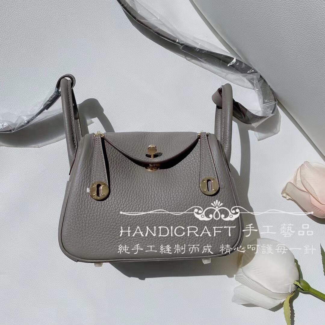 VIP总监纯全手工定制单肩女包mini琳迪迷你荔枝纹TC牛皮 8F锡器灰