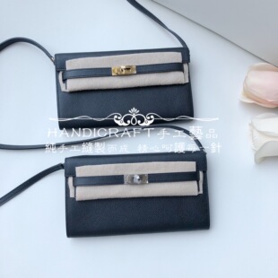 VIP全手工蜡线纯手缝Epsom掌纹牛皮WOC肩带可拆凯莉to go女包黑色