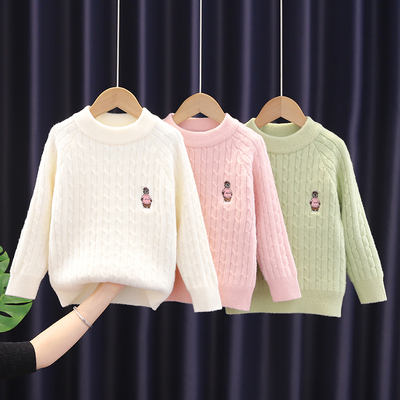 抗起球一体绒男女童保暖毛衣
