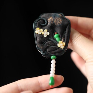 胸花旗袍配饰非遗盘扣工艺流苏别针女 国风芭蕉扇胸针高端精致时尚