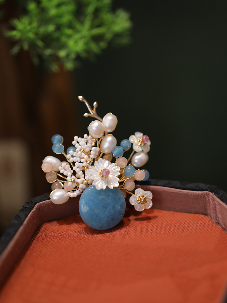 여성을 위한 새로운 중국 스타일의 브로치 고급스럽고 절묘한 중국 스타일의 코사지 액세서리 고급 진주 꽃 정장 버클 핀