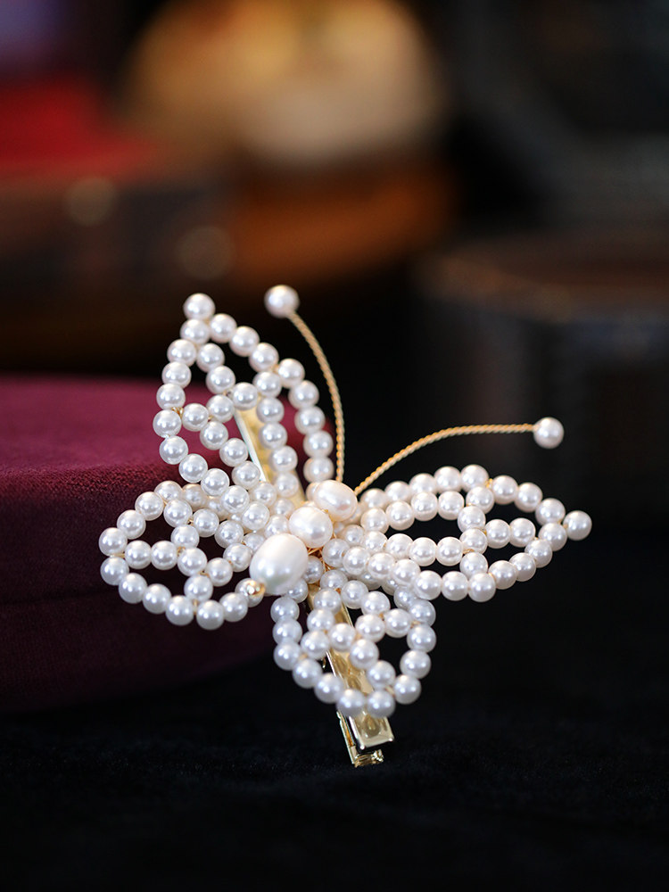 蝴蝶发夹女后脑勺2022新款高端短发夹子两侧边夹发饰气质珍珠发卡,饰品/流行首饰/时尚饰品新,发饰,淘宝优惠券,粉丝福利购,淘宝优惠卷