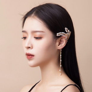陌上芊耳挂女无耳洞高级感穗穗耳环港风珍珠麦穗耳坠耳饰