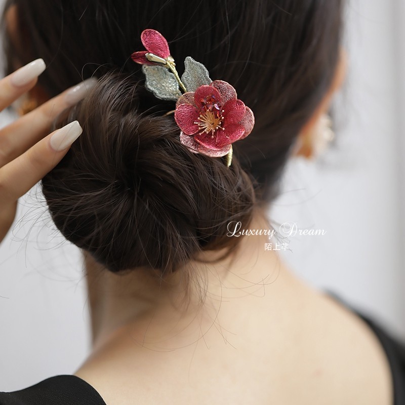 陌上芊簪子编织花朵发钗气质发饰