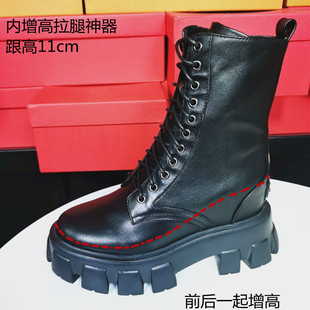 2025万增百丽11cm内增高马丁靴牛皮英伦高跟瘦腿女短靴YF866TGM