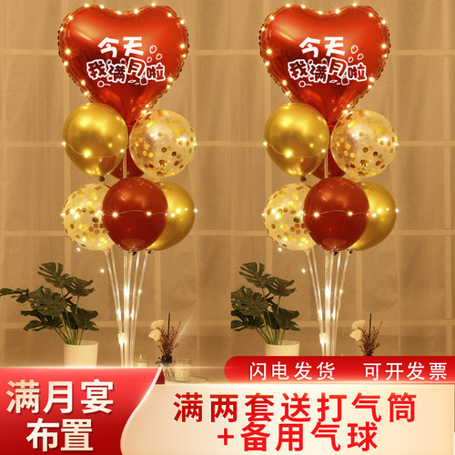 宝宝满月气球装饰男女孩场景布置
