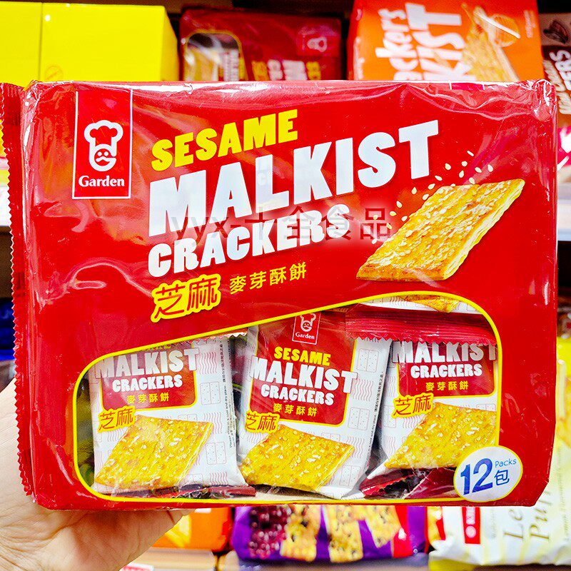 香港Garden嘉顿Walkist芝麻麦芽酥饼干324g 休闲零食点心独立小包