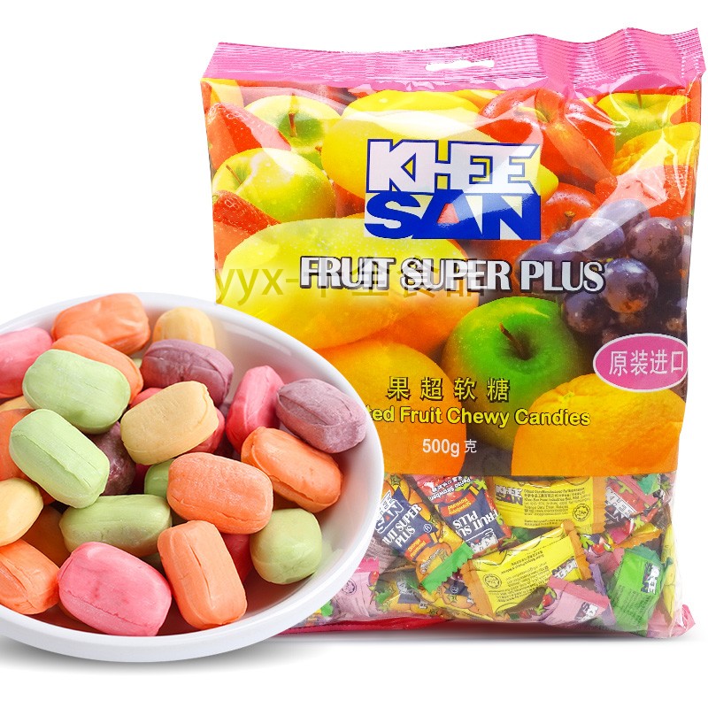 马来西亚果超软糖500g 混合水果味果汁软糖果圣诞节零食喜糖年货
