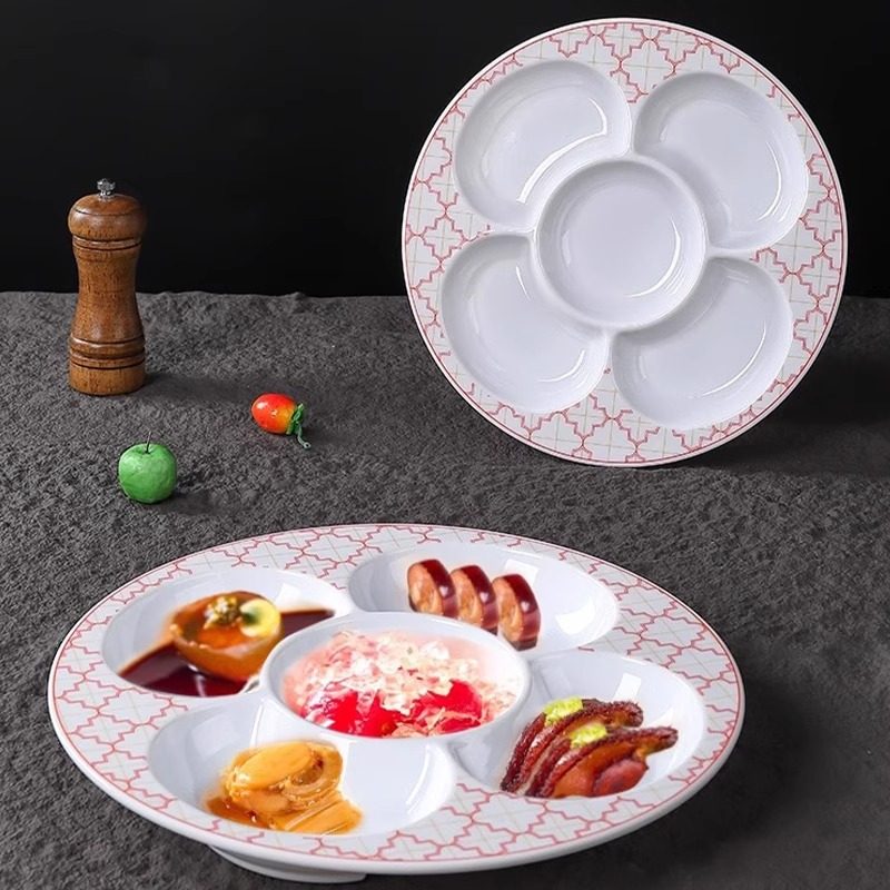 密胺餐厅鱼生多格盘卤味拼盘饭店酒店小份菜水果点心分隔盘子商用