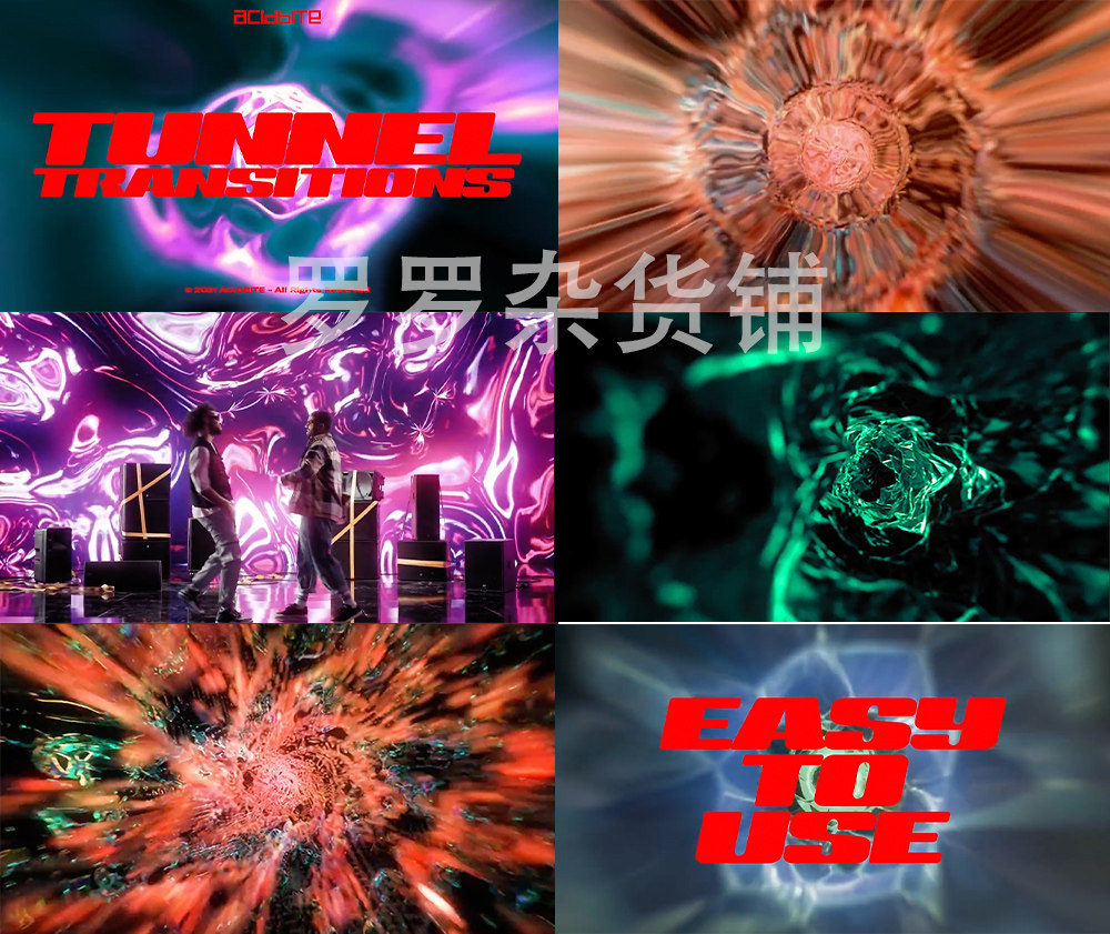 隧道虫洞涡流穿梭转场过渡特效动画pr/ae/fcpx/4k视频素材