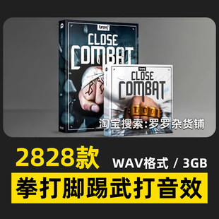 2828款武打动作电影搏斗音效素材拳打脚踢预告片FCPX达芬奇PR剪映