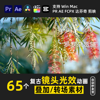 复古镜头光效动画叠加转场视频素材PR剪映FCPX达芬奇音效调色滤镜