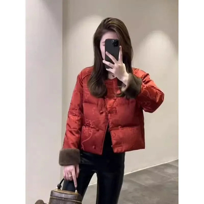 2024年新款新中式中国风红色棉服女冬季爆款唐装喜庆高端保暖