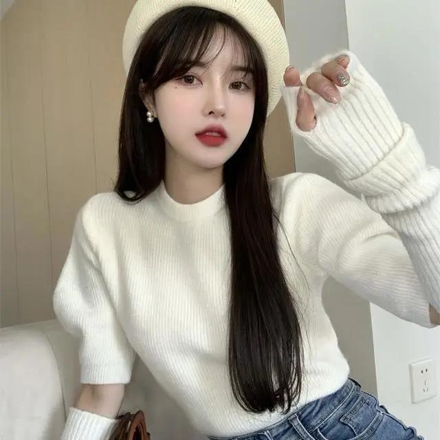 纯欲风可拆卸袖套长袖针织衫女秋冬季新款设计感辣妹短款毛衣