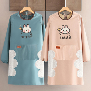 韩版 围裙防水防油家用厨房罩衣餐饮专用工作服网红女印字 洋气长袖