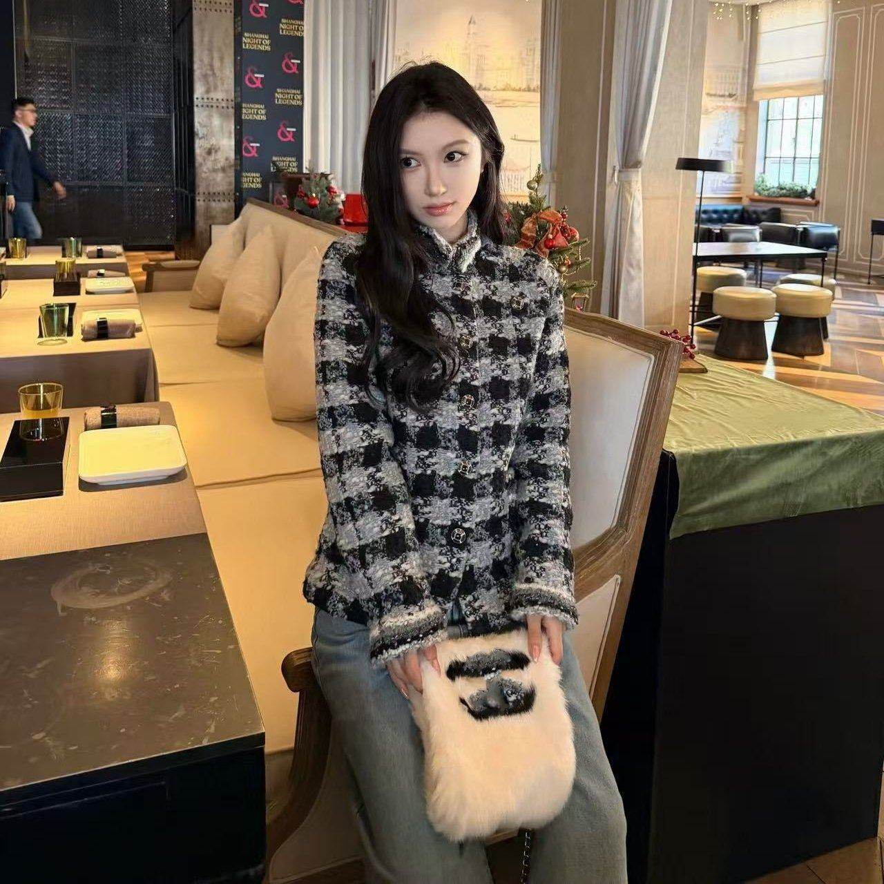 好漂亮好漂亮格纹小香风外套女2025年冬季新款短上衣名媛气质时尚