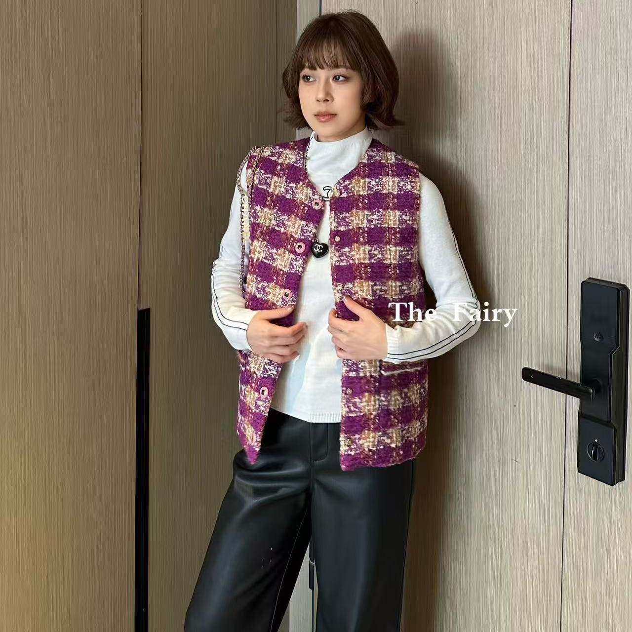 好漂亮格纹小香风马甲外套女2025年冬季新款短上衣名媛时尚热销潮