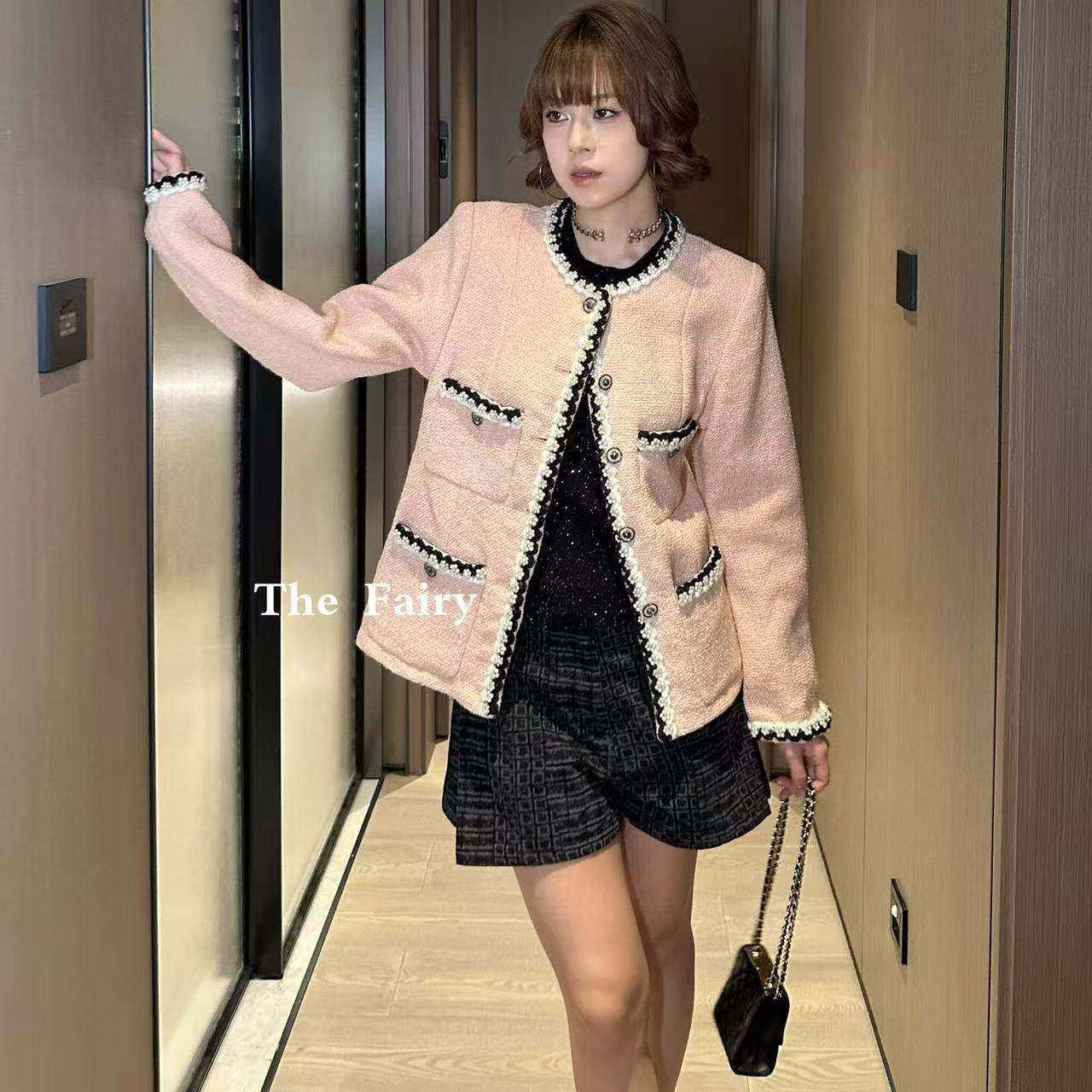 好漂亮好漂亮杏粉色重工小香风外套女2025年冬季新款短上衣名媛潮