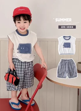 婴幼儿夏季新款衣服卡通超萌宝宝短袖七分裤休闲套装男小童夏薄款