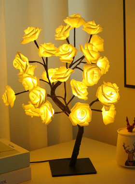 少女心led樱花小夜灯玫瑰花树灯房间浪漫氛围台灯生日新年礼物灯