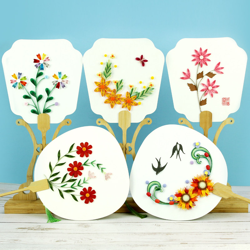 纸艺团扇宫扇手工diy艺术