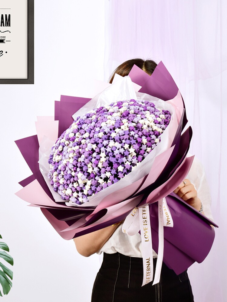 折纸手工星星花束DIY材料满天星成品送男女朋友闺蜜生日情人礼物