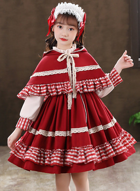 洛丽塔女童公主裙儿童演出服连衣裙小红帽舞台服装儿童夏季裙子红