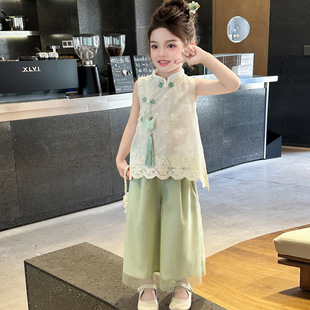 夏季 汉服女童2026新款 女孩两件套 套装 中式 夏装 儿童中大童国风薄款