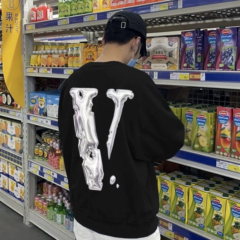 vlone gang水银大V字母宽松休闲潮牌男女同款情侣套头圆领卫衣