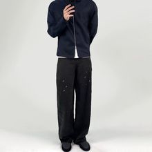 VUJADE010纯棉cleanfitvibe牛王ken同款黑色做旧水洗直筒牛仔裤潮