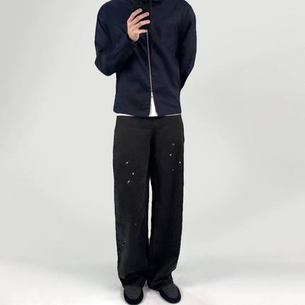 VUJADE010纯棉cleanfitvibe牛王ken同款黑色做旧水洗直筒牛仔裤潮