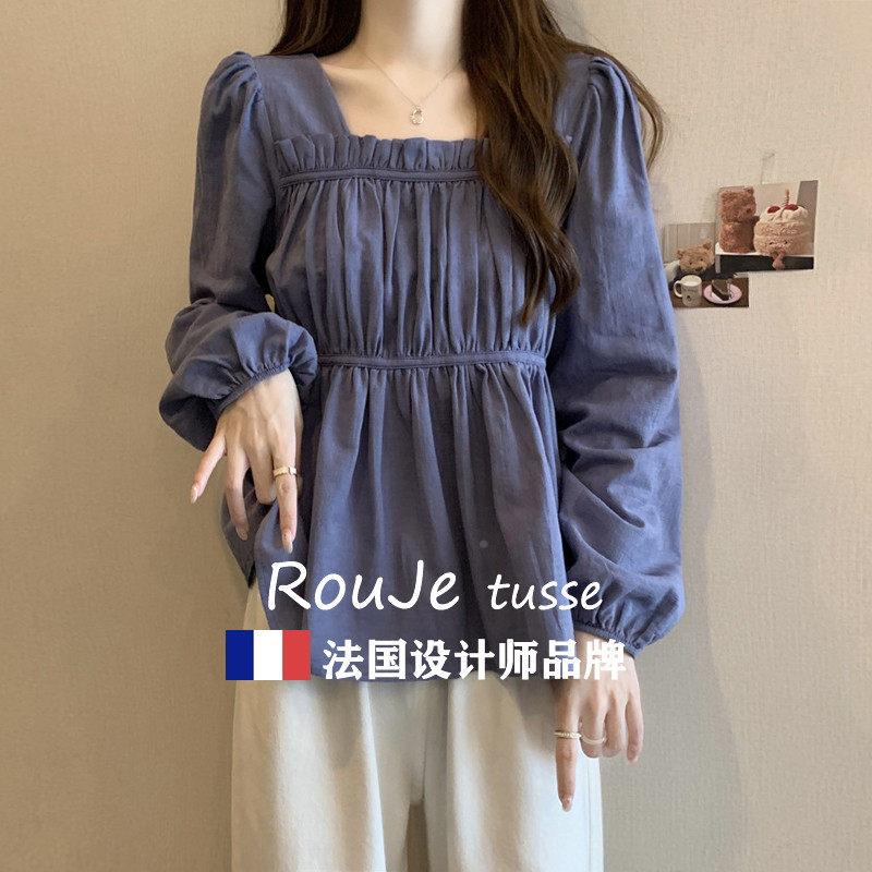 大尺女码装遮72963923子荷叶边长袖内搭衣女春秋胖妹妹显瘦肚泡泡