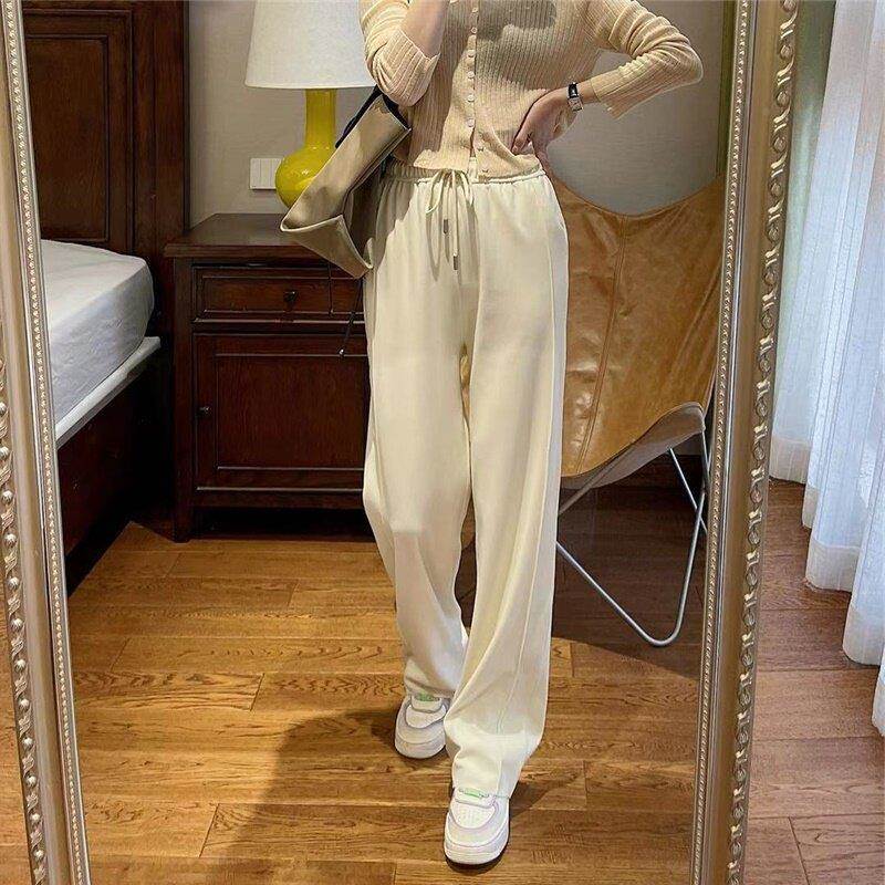 感灰冰丝阔T3331腿裤子女裤2026新款夏季薄高腰色长裤直筒宽松垂