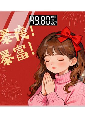 体重秤体脂秤家用喜庆红色称重蓝牙电子秤减肥专用测量仪称重计器