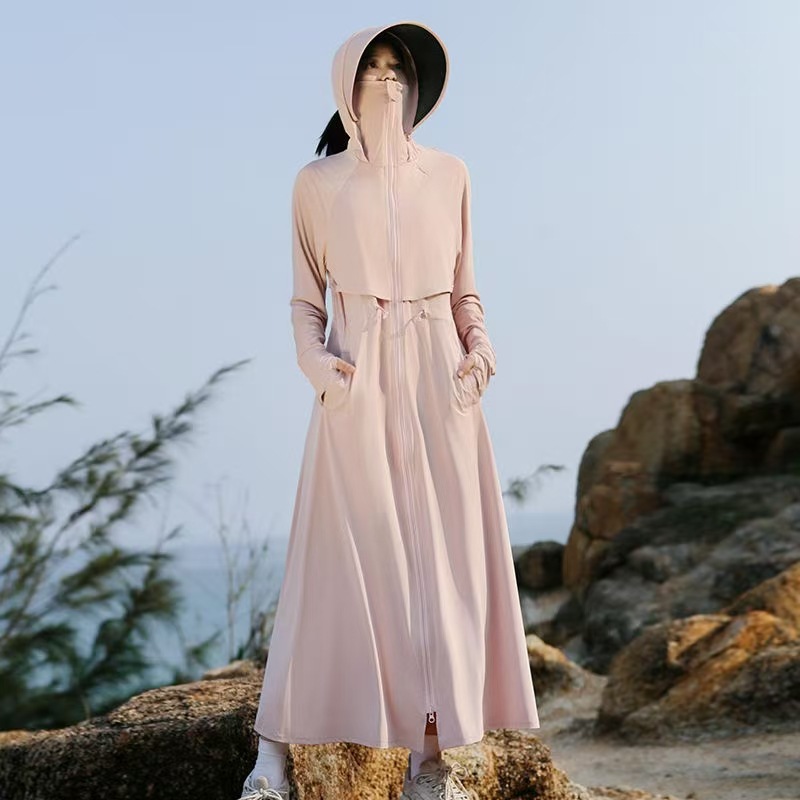 防晒衣女长款全身夏季新款防紫外防晒服连衣裙收腰长裙薄外套开衫